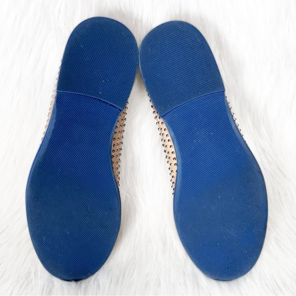Jeffrey Campbell Tan Leather Silver Studded Blue Sole Slip On Chunky Loafer Flat - Picture 12 of 14